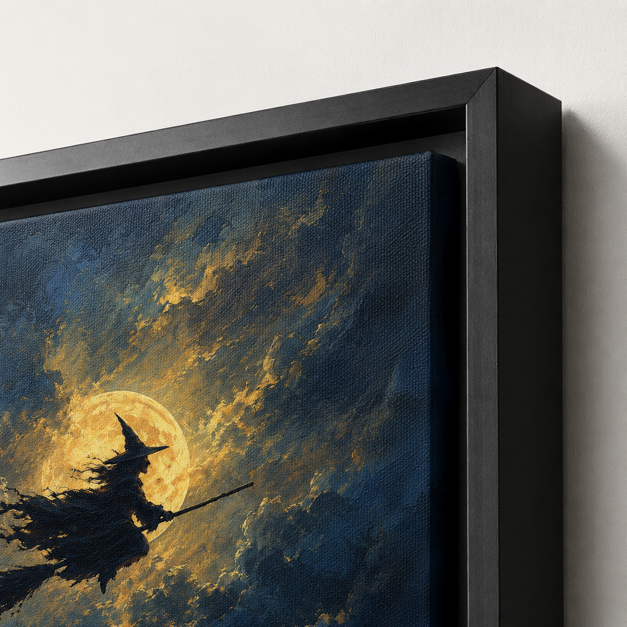 Witch Flying Moon Canvas Wall Art Aura Canvas