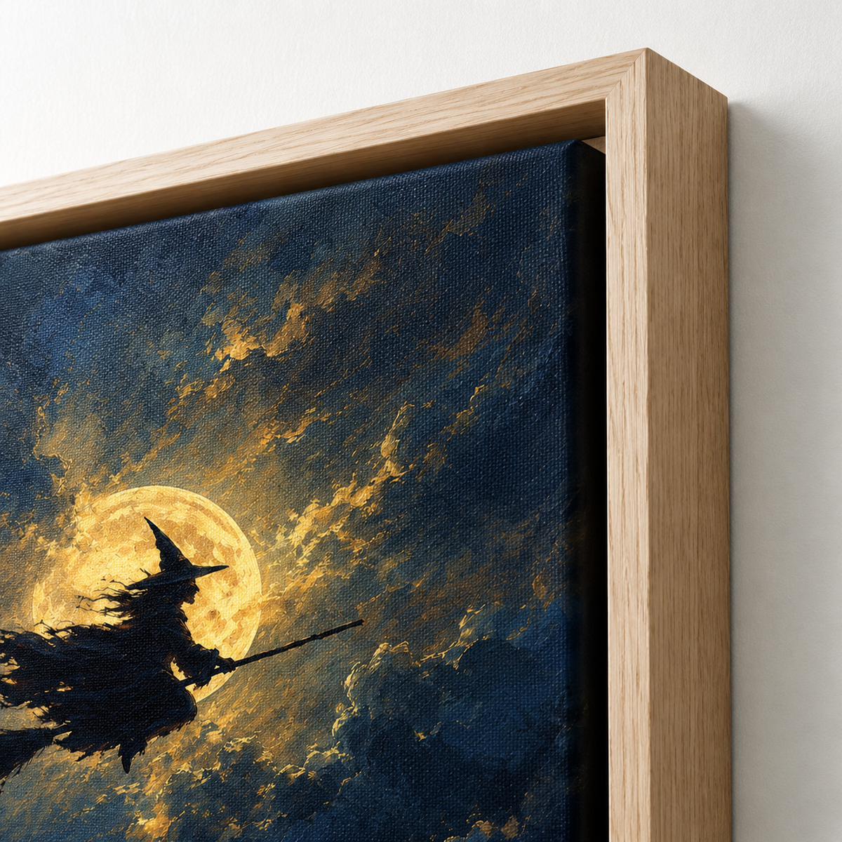 Witch Flying Moon Canvas Wall Art Aura Canvas