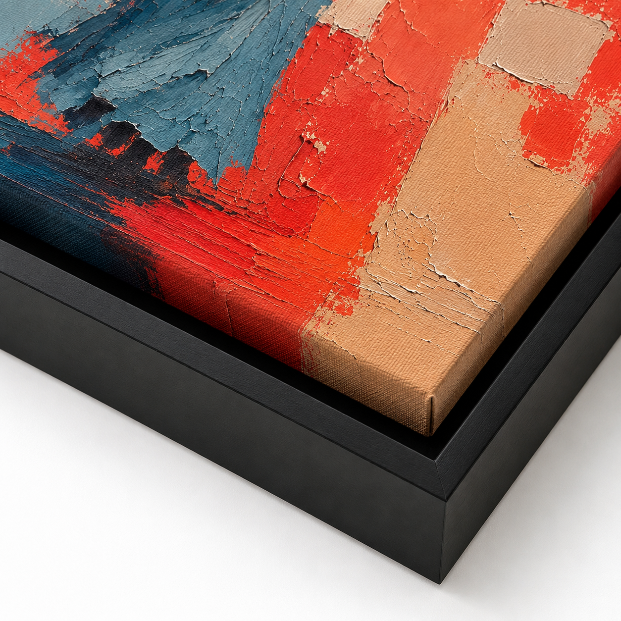 Woman and Birds Canvas Wall Art black frame close-up