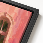 Woman Reading by Window Canvas Wall Art black frame close-up