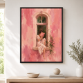 Woman Reading by Window Canvas Wall Art front-facing hero mockup