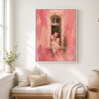 Woman Reading by Window Canvas Wall Art white frame room mockup