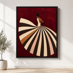 Woman in Striped Dress Canvas Wall Art black framed hero