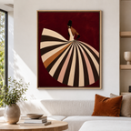 Woman in Striped Dress Canvas Wall Art natural room