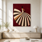 Woman in Striped Dress Canvas Wall Art unframed room